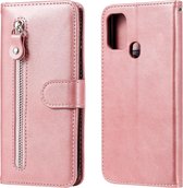 Voor Samsung Galaxy M31 Mode Kalf Textuur Rits Horizontale Flip Leren Case met Houder & Kaartsleuven & Portemonnee (Rose Goud)