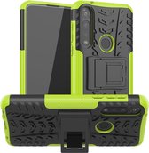 Voor Motorola Moto G Power Tire Texture Shockproof TPU + PC beschermhoes met houder (groen)