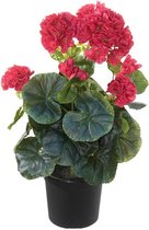 Kunst Geranium Cerise 35cm 5 bloemen in pot (ook buiten te gebruiken)