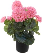 Kunst Geranium Roze 35cm 5 bloemen in pot (ook buiten te gebruiken)