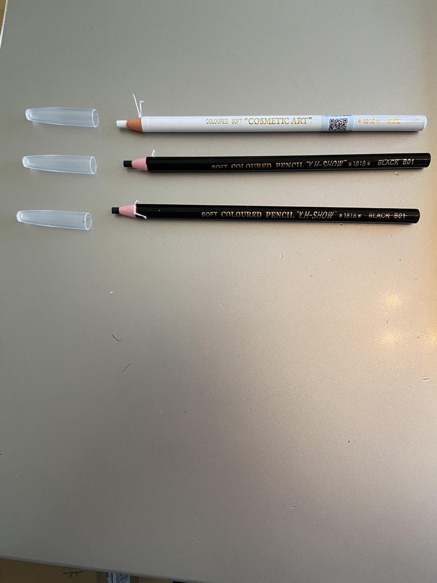 3 Stuks 2X Zwart & 1X Wit - Voortekenpotlood - PMU - Watervast Wenkbrauw potlood - Permanente make-up - PMU potlood - Stripbaar 2X Zwart & 1X Wit voortekenpotlood