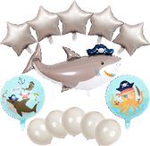Piraten Feestartikelen - Piraten Ballonnen - Haai Ballonnen - 13 Stuks - Folieballonnen - Ballonnen Verjaardag - Haaien - Haaien Speelgoed