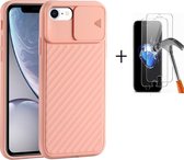 GSMNed – iPhone 7/8 Roze  – hoogwaardig siliconen Case Roze – iPhone 7/8 Roze – hoesje voor iPhone Roze – shockproof – camera bescherming – met screenprotector iPhone 7/8