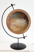 Spaarpot 'bon voyage' op metalen voet in hout en glas - 30 cm hoog
