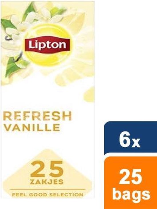 Thee lipton refresh vanille 25x1.5gr | Pak a 25 stuk | 6 stuks