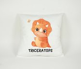 Kussensloop Dino Triceratops - Sierkussen - Decoratie - Kinderkamer - 45x45cm - Exclusief Vulling - PillowCity