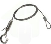 RVS verstelbare ophangkabel - 30 kg - 1 meter - 1,5 mm. - roestvrijstaal ophangsysteem met veiligheidshaak - handige ophangdraad met snelsluiting