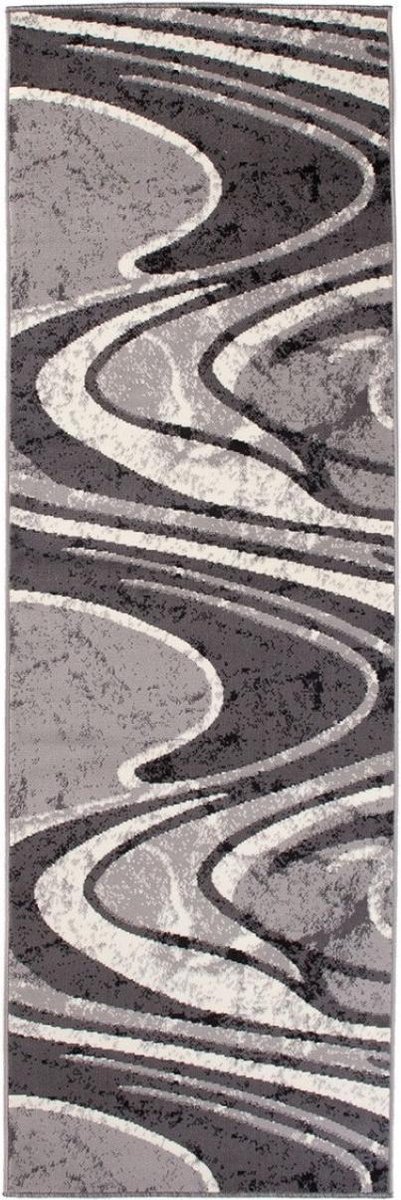Tapiso Dream Tapijt Loper Woonkamer Slaapkamer Donkergrijs Abstract Modern Sfeervol Interieur Design Duurzaam Woonsfeer Hoogwaardig Maat -  70 x 220 cm