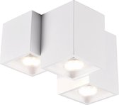 LED Plafondlamp - Plafondverlichting - Nitron Ferry - GU10 Fitting - 3-lichts - Rechthoek - Mat Wit - Aluminium
