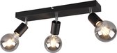 LED Plafondspot - Nitron Zuncka - E27 Fitting - 3-lichts - Rechthoek - Mat Zwart - Aluminium