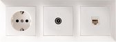 UTP RJ45 Stopcontact - Coax Contactdoos - Wandcontactdoos - Igan Cika - Inbouw - 1-voudig Stopcontact - 1-voudig UTP CAT5E - 1-voudig Coax - Randaarde - Incl. Afdekraam - Wit