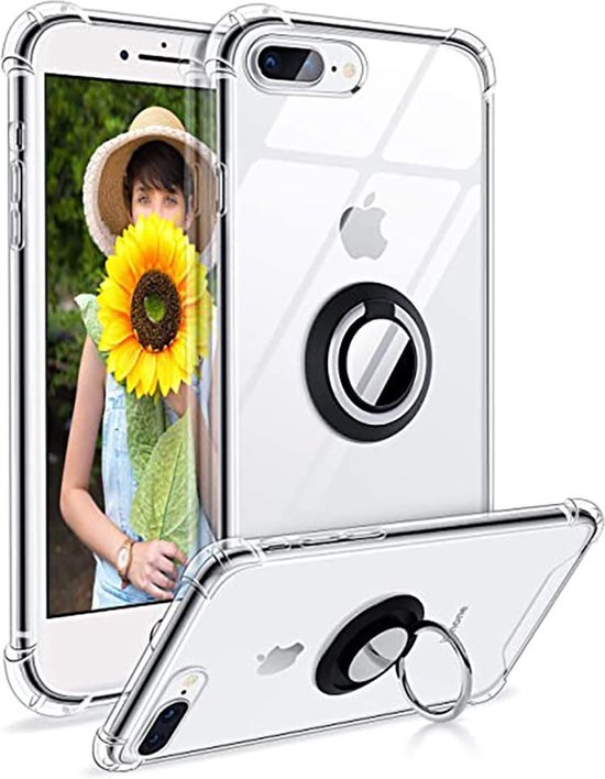 baan Dollar Vooruitgaan iPhone 8 Plus hoesje Kickstand Ring shock proof case transparant magneet |  bol.com
