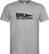 Grijs T shirt met Zwart logo " Back To Normal " print size XXXL