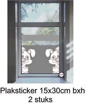 Raam stickers Gluur haasjes Pasen - Vrolijk - Hazen - Bunny - Bunny`s - Decoratief - Dieren 2 stuks KLeur Wit