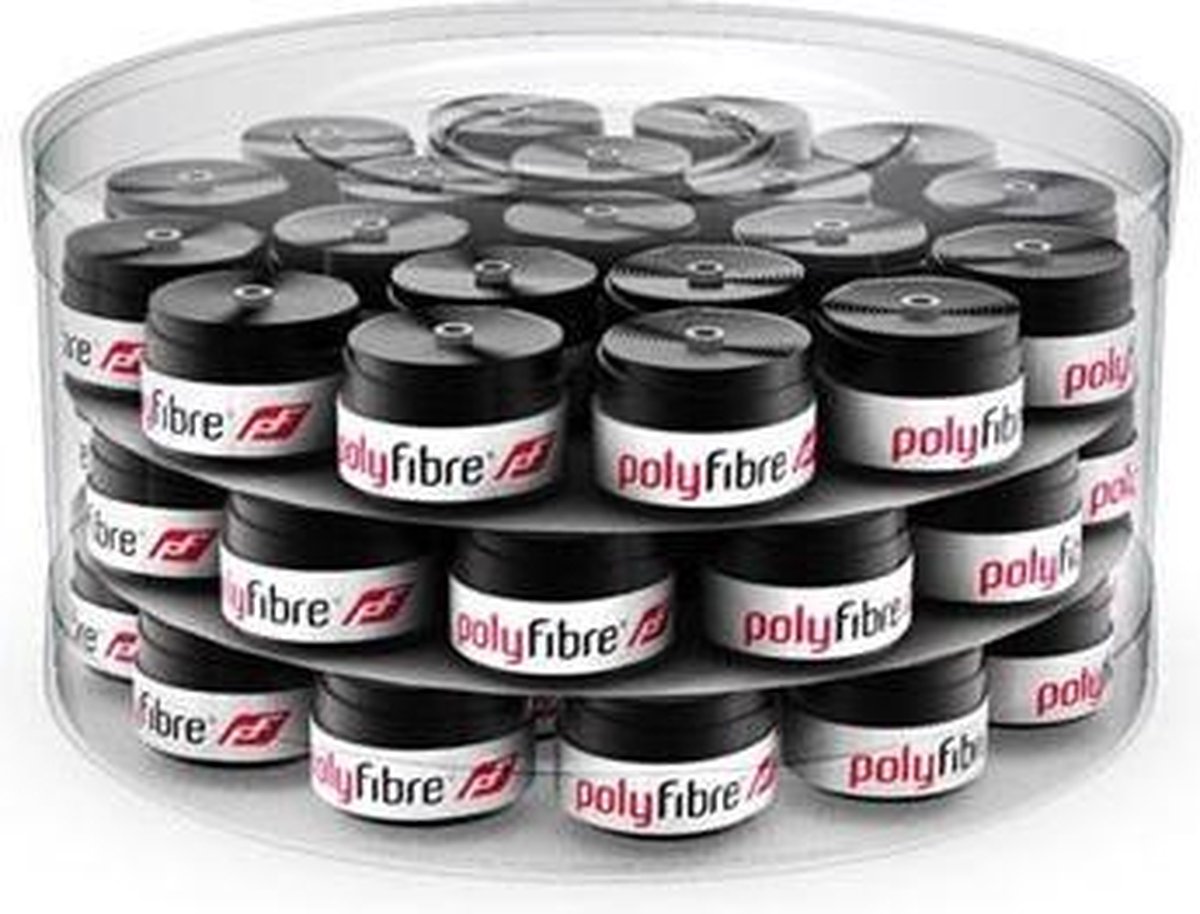 Polifibre overgrips zwart doos (60stuks) - tacky en duurzaam