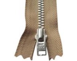 YKK broekrits met nikkeltandjes, Lengte 15 cm, Beige, niet deelbaar, Per Stuk.