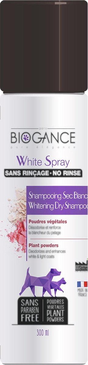 Biogance puppy's, kittens, hond & kat witte vacht droogshampoo 300ml