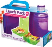 Sistema Lunch - Lunch Pack - Lunch Cube Max en 480 ml Trio Fles - Paars