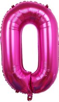 Folieballon / Cijferballon Roze XL - getal 0 - 82cm