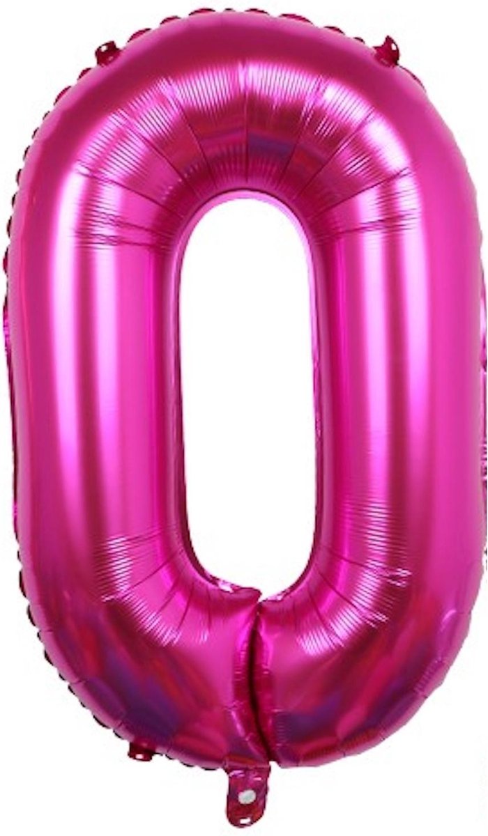 Folieballon / Cijferballon Roze XL - getal 0 - 82cm