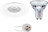 PHILIPS - LED Spot Set - MASTER 927 36D VLE - Luxino Rodos Pro - GU10 Fitting - DimTone Dimbaar - Inbouw Rond - Mat Wit - 4.9W - Warm Wit 2200K-2700K - Ø93mm