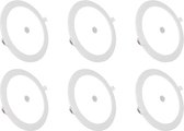 LED Downlight Slim 6 Pack - Igan - PIR Bewegingssensor 360° - Inbouw Rond 12W - Helder/Koud Wit 6000K - Mat Wit - Ø170mm