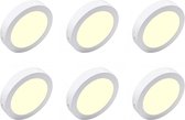 LED Downlight 6 Pack - Opbouw - Rond 18W - Warm Wit 3000K - Mat Wit Aluminium - Ø225mm