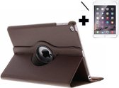 MHD shop Apple iPad 10,2 (2019 / 2020) bookcase 360 graden draaibare hoes (bruin) + Screenprotector & Stylus pen