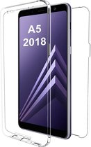 Samsung Galaxy A8 2018 / A5 2018 Case - Transparant Siliconen - Voor- en Achterkant - 360 Bescherming - Screen protector hoesje - (0.4mm)
