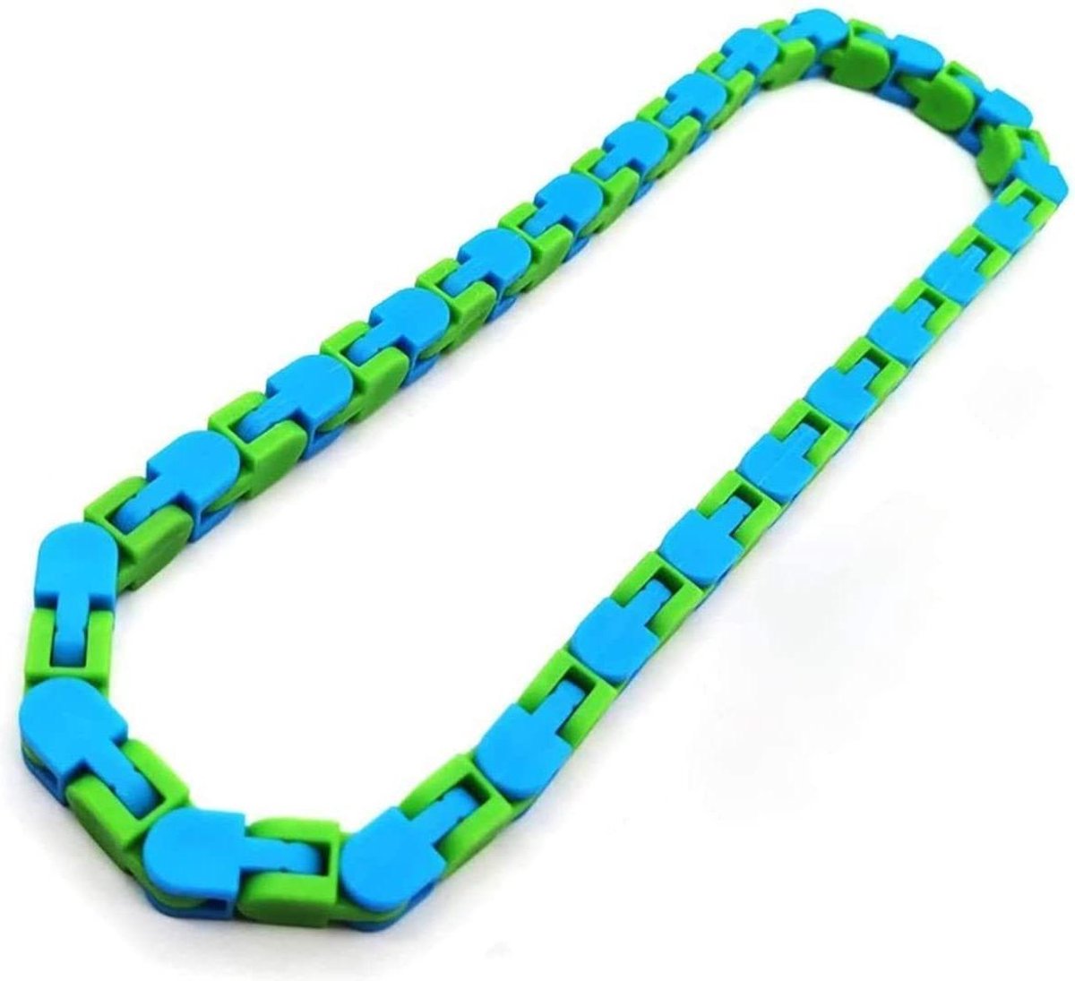 Wacky Tracks - Fidget Toys - Snake Puzzles - Ketting - Stressbestendig - Anti-Stress - Blauw/Groen - Merkloos