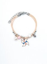 Armband Meisje- Roze- Molen- Touw- Parel- Kind- LiLaLove