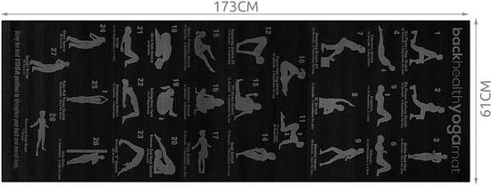 Yoga Mat - Incl. Oefeningen - Fitness mat - Yogamat Grijs en Zwart van Sens Design — afbeelding 4