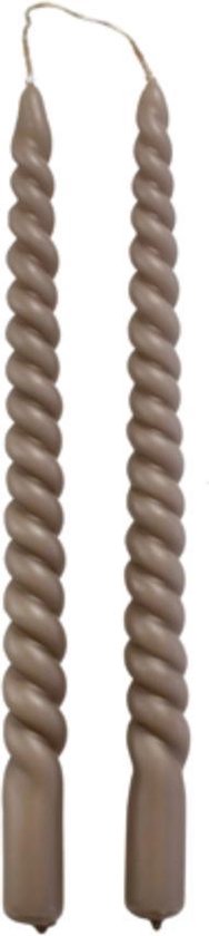 Rustik Lys - Swirl - Swirl kaarsen - Olifantgrijs - Gedraaide kaarsen - 2.1 x 29 cm - set van 2 stuks
