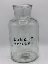 Sierpot - sierfles - Vaas - Genieters - Glas met opdruk - 30 x 17