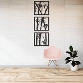 Wanddecoratie - Bamboo 3 Delen - Hout - Wall Art - Muurdecoratie - Woonkamer - Zwart - 179 x 69.5 cm