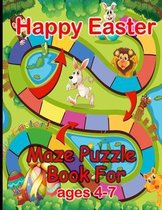 Happy Easter Maze Puzzle Book For Ages 4-7