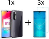 Xiaomi Mi Note 10 Lite hoesje siliconen case transparant -  3x Xiaomi Mi Note 10 Lite screenprotector screen protector