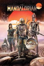 The Mandalorian poster - Star Wars Yoda - Din Djarin - the Child - Yoda - Cara Dune - 61 x 91.5 cm.