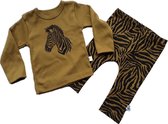 Setje broek met shirt Okergeel met zebra print 74/80