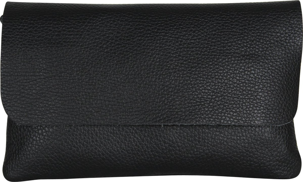 AmbraModa GLX11 - Crossbodytas, Clutch, telefoontas van echt leer met afneembaar en verstelbare schouderriem, passend voor mobiele telefoons en tablets tot 7 inch. Zwart