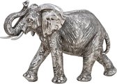 Dieren beeldje Indische olifant zilver 28 x 19 x 10 cm - Olifanten beeldjes van keramiek