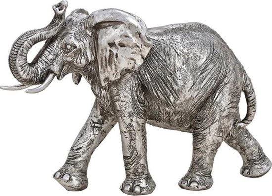 Dieren olifant zilver 28 x 19 x 10 cm - Olifanten beeldjes keramiek bol.com