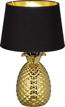 LED Tafellamp - Tafelverlichting - Trinon Pinaply - E27 Fitting - Rond - Mat Goud - Keramiek