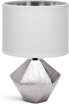 LED Tafellamp - Tafelverlichting - Igna Uynimo XL - E14 Fitting - Rond - Mat Wit/Zilver - Keramiek