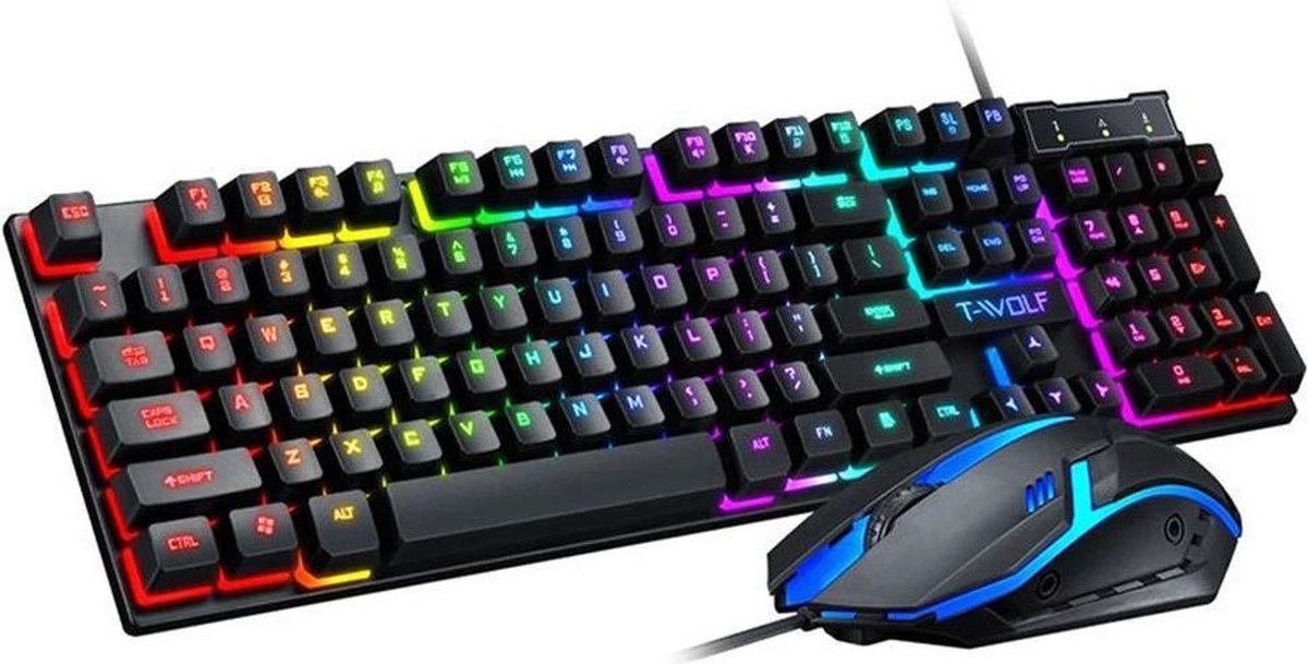 Gaming Combo Set - Mechanische Toetsenbord & Muis - Mechanical Keyboard - Mechanische Gevoel Toetsenbord - LED RGB Verlichting - Bedraad - QWERTY - Computer - Zwart