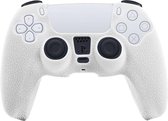 Leer-Look Silicone Hoes / Skin voor Playstation 5 - PS5 Controller Wit