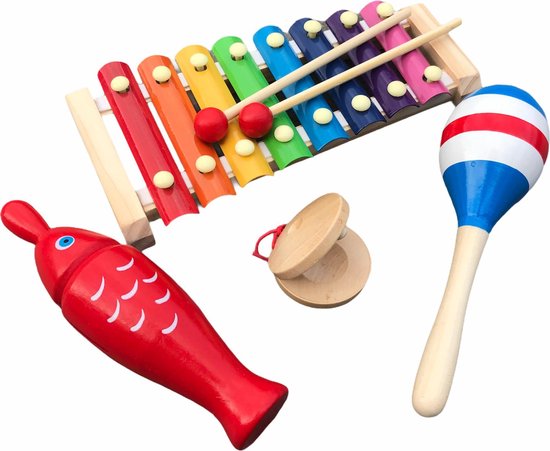 bedrijf Goed opgeleid klasse Houten muziekinstrumenten set 4-delig | bol.com