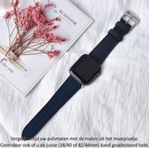 Donker Blauw kunst Lederen horloge Band geschikt voor Apple Watch 1, 2, 3, 4, 5, 6, 7, 8, SE & Nike+, 38mm & 40mm "Vrouwenbreedte" Series – Maat: zie maatfoto - kunst Leer - Leder - Leren Smartwatchbandje - Dark Blue