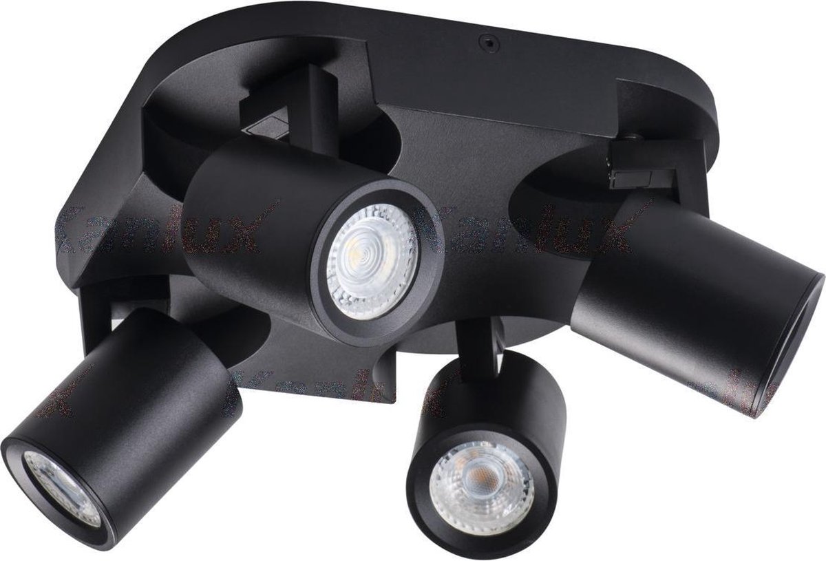 Kanlux S.A. - LED GU10 plafond - wandspot zwart - Viervoudig voor 4 LED GU10 spots