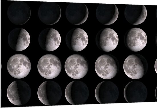 Forex - Verloop van de Maan in de Nacht - 150x100cm Foto op Forex